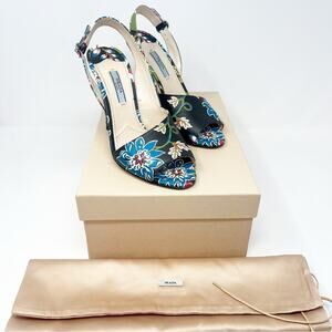 Prada Floral Leather Slingback Shoes